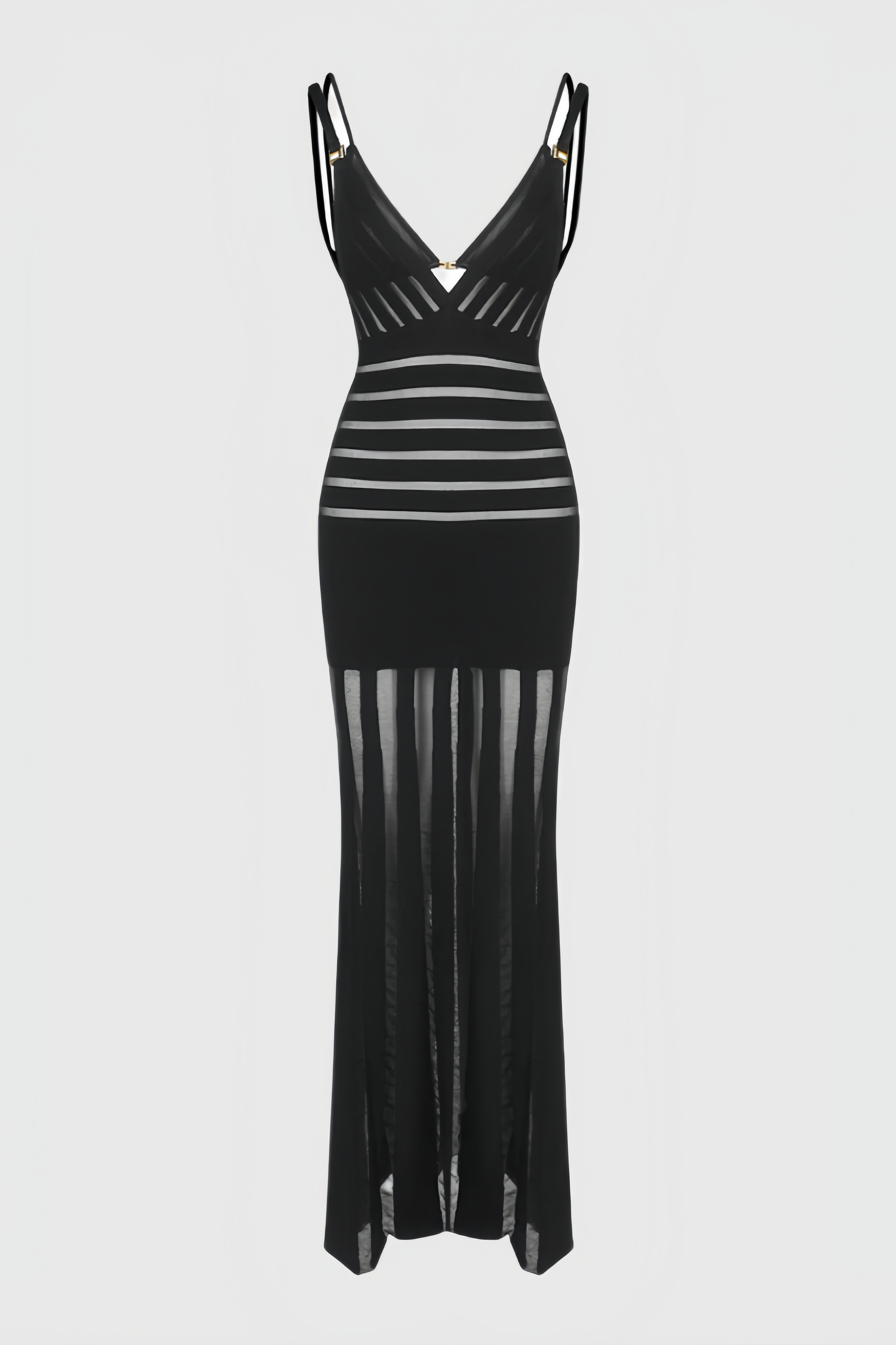 Lakei Black Deep V Openwork Maxi Dress