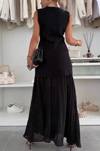 Stylish and Elegant Knit Gold Buttons V-neck Loose Vest