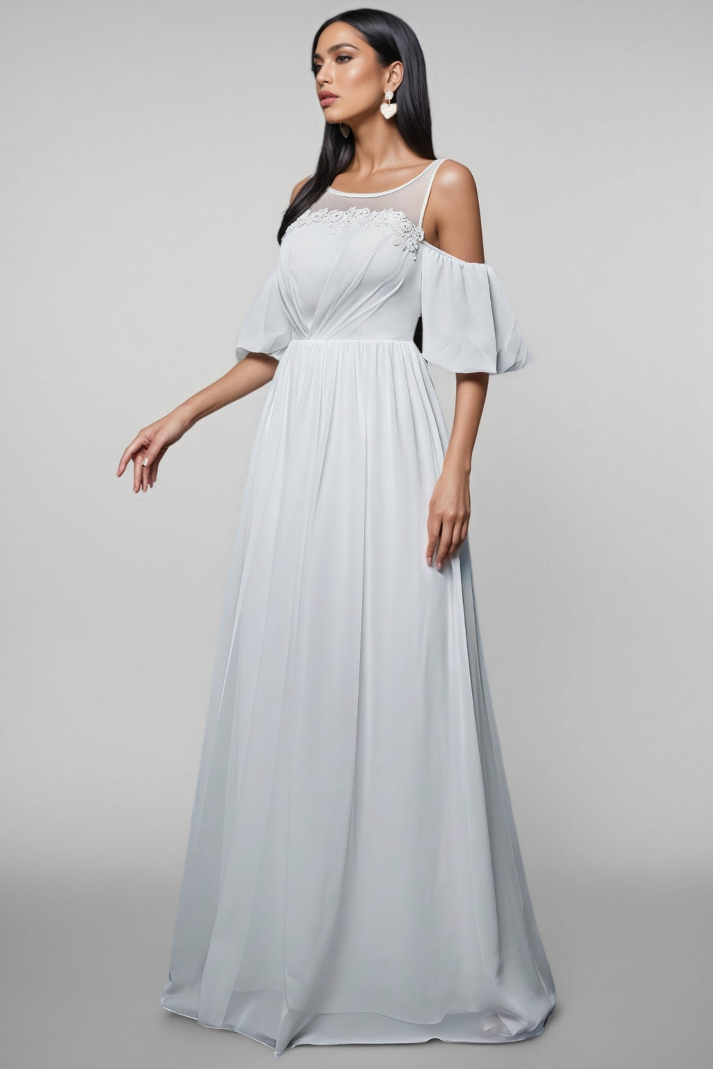 Calyxn White Short Sleeve Maxi Dress