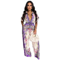 Sexy V neck Vintage Printed Jumpsuit Women
