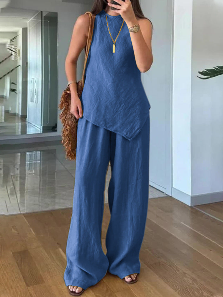 Irregular sleeveless casual two-piece set