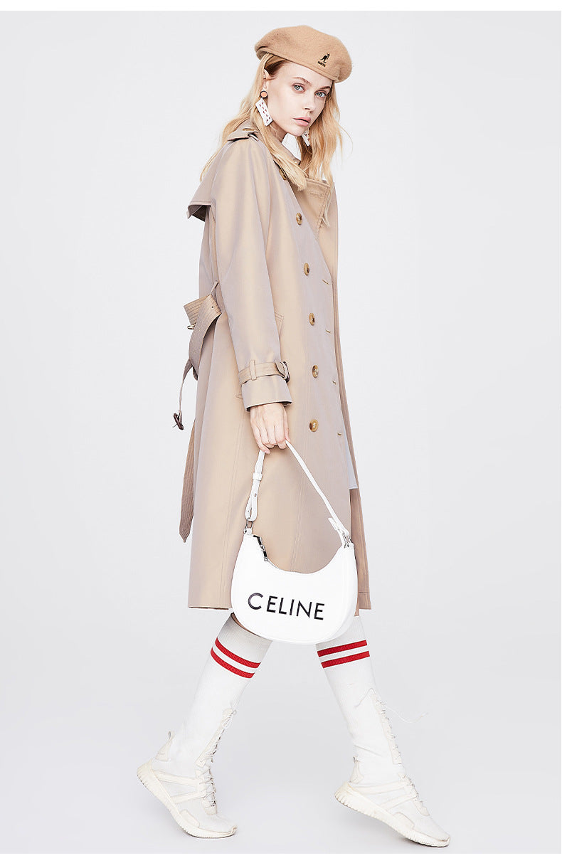 Solid Color Slim Fit Trench Coat