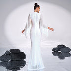 Long Sequined Party Evening Gown Dress