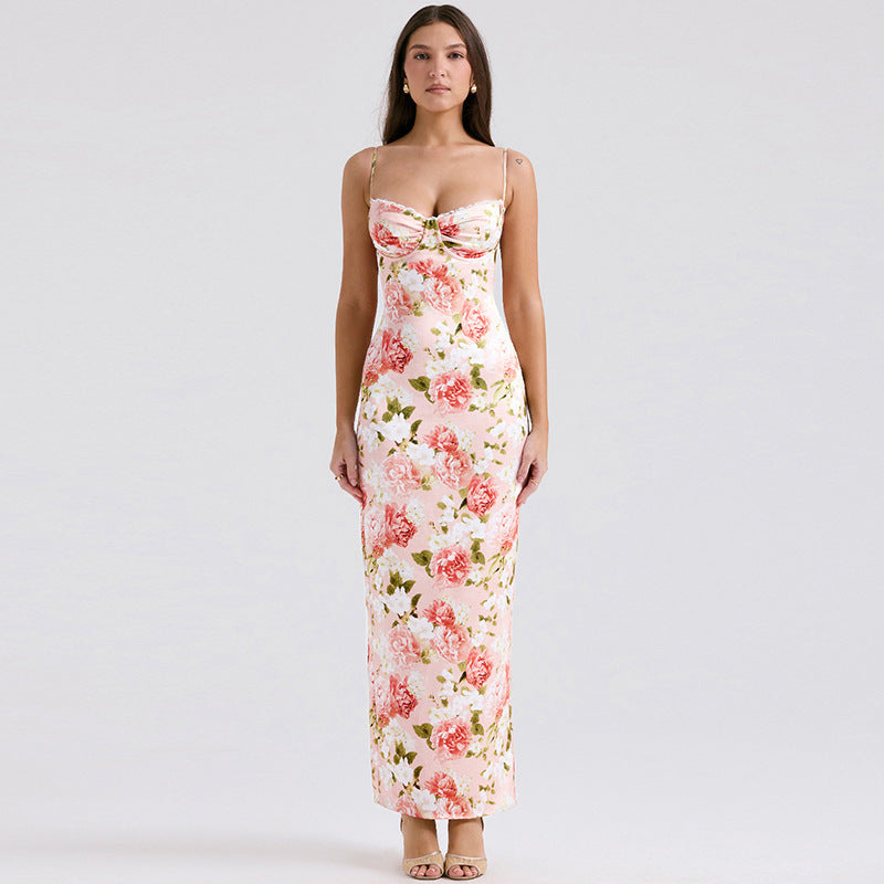 Georgina Elevated Women's Floral Satin Maxi Dress Everyday Luxe Edit