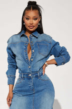 Denim Long Sleeve Trench Coat Dress