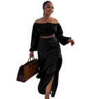 Sexy Lantern Sleeve Suit Two Piece Set