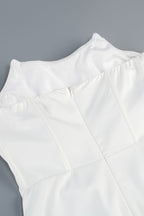 Tovarl White Plunge Fishbone Maxi Dress