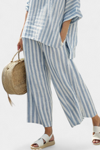 The Federica Set — Striped Linen Top & Trousers