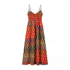 Spaghetti Strap Contrast Print Swing Maxi Vacation Dress