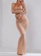 Sparkling Crop Top and Maxi Skirt Set