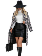 Houndstooth Woolen Plaid Trench Coat