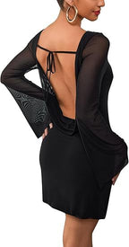 Glitter Long Sleeve Bell Cuff Bodycon Mini Dress
