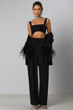 Rupok Feather Suit Trousers Two-Piece Set