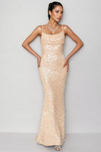 Maelk Backless Sequin Fishtail Maxi Dress