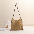 Casual Versatile Cotton Rope Cutout Rope Shoulder Bag