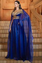 Joren Blue Long Sleeve Round Neck Maxi Dress