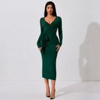 High Cold Elegant Dress High Sense Anti Aging Lace up Midi Dress