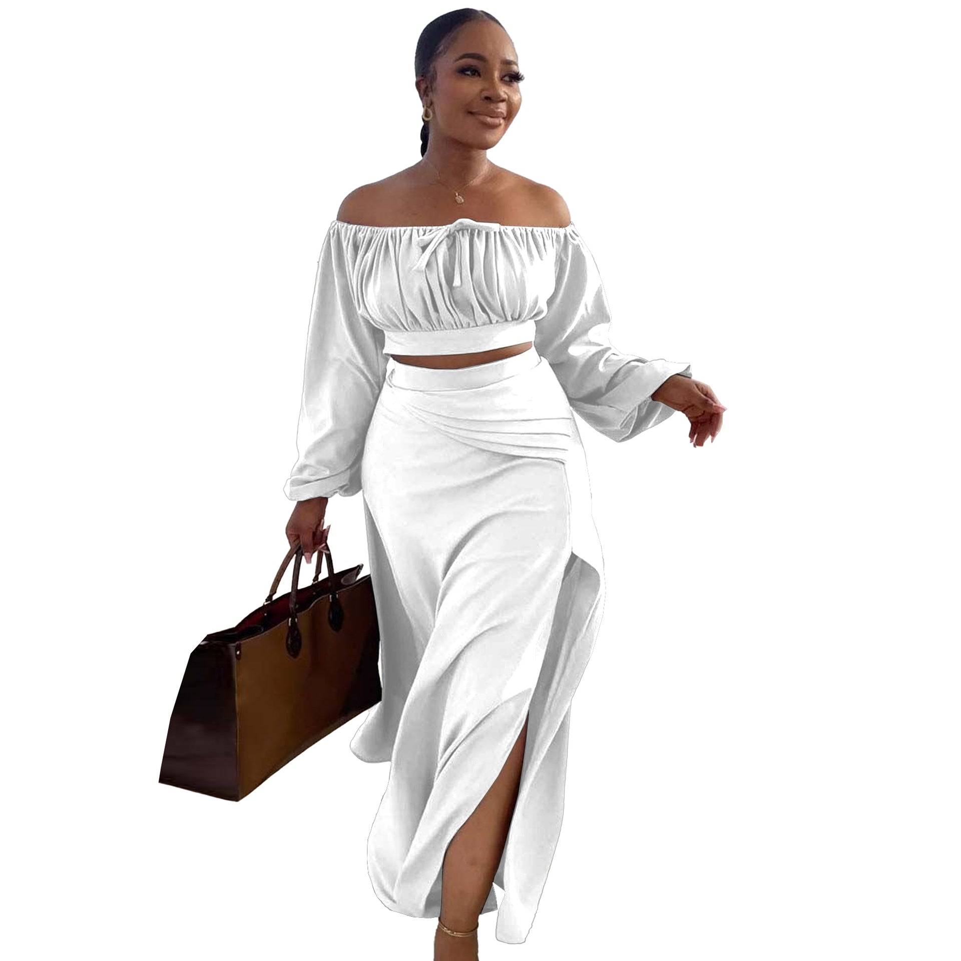 Sexy Lantern Sleeve Suit Two Piece Set