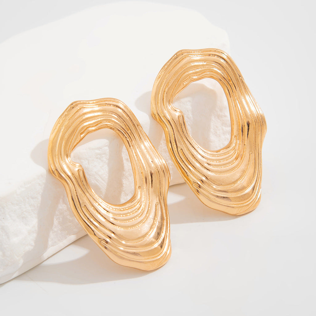 Liquid Irregular Ruched Flower Earrings