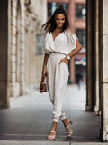V neck Plunge Casual Jumpsuit