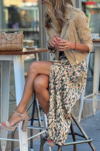 Unique Print High-Waisted Casual Slit Maxi Skirt