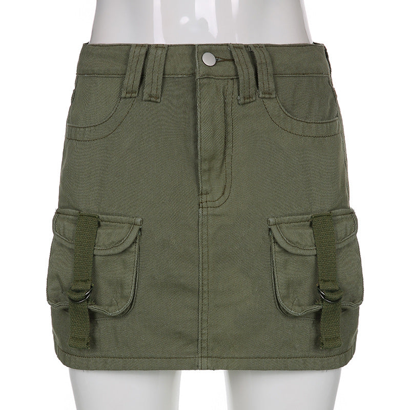 Solid Color Low Waist Slim Fit Skirt