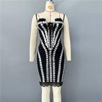 Spaghetti Strap Sweetheart Lace Up Rhinestone Mesh Corset Bodycon Mini Dress
