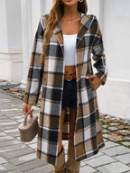 Contrast Color Hooded Coat