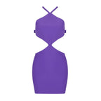Halter Neck Crisscross Bow Strap Open Back Mini Dress