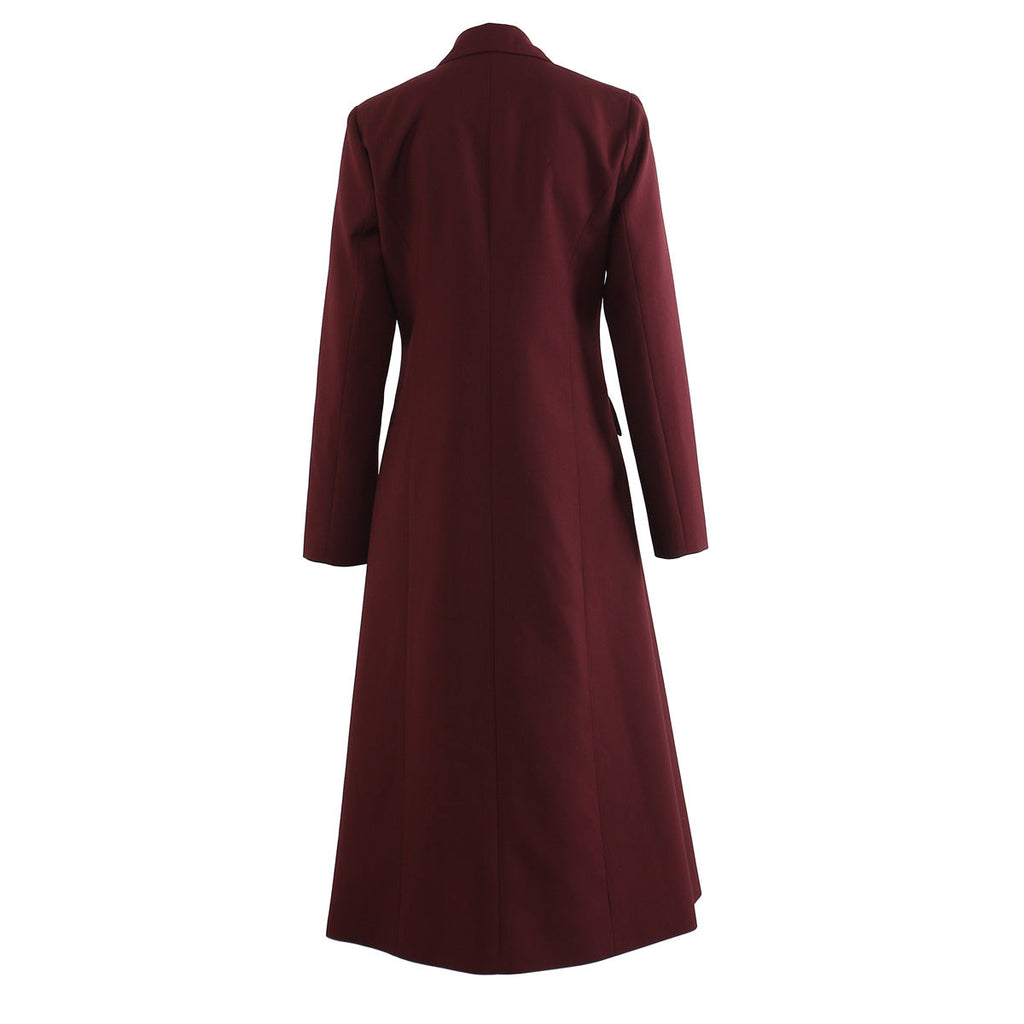 Angola Red Mid-Length Blazer Trench Coat