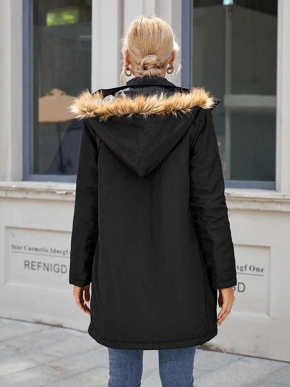 Cotton Padded Hooded Trench Coat