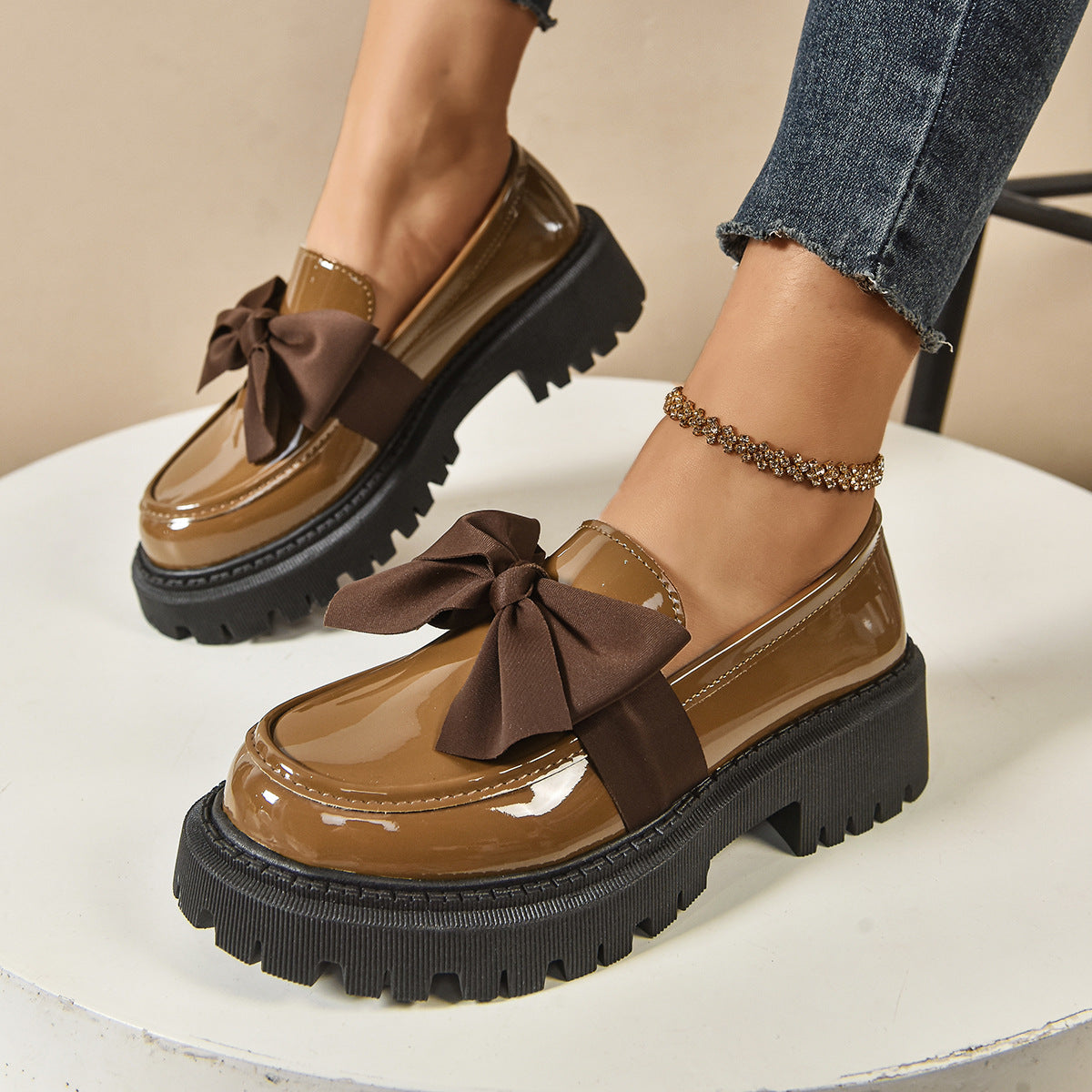 AmyVictoria™ - Elegant Solid Color Bowknot Slip-On Loafers