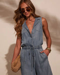 Summer Casual Washed out Thin Denim Jumpsuit