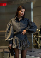 Noir Opulence - Ruffled Mini Skirt Set