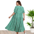Short Sleeve Rayon Printed Loose Dress