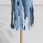 Denim Ripped Tassel Long Coat