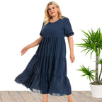 Round Neck Short Sleeve Day to Night Dress