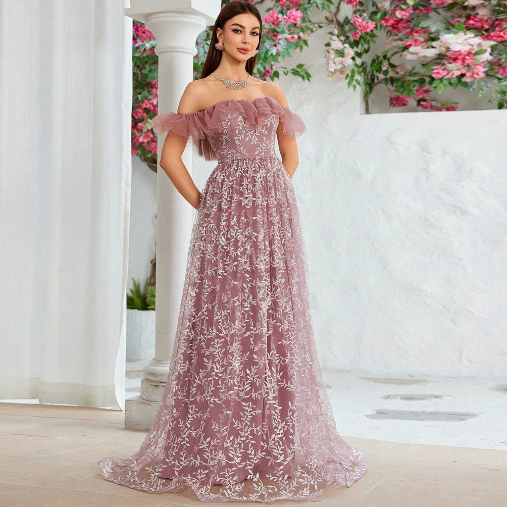Off Shoulder Evening Dress Birthday Party Cocktail Formal Dress