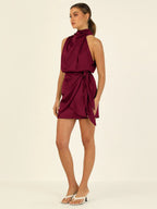 Makayla Aesthetic Satin Halter Neck Dress Designer Edit