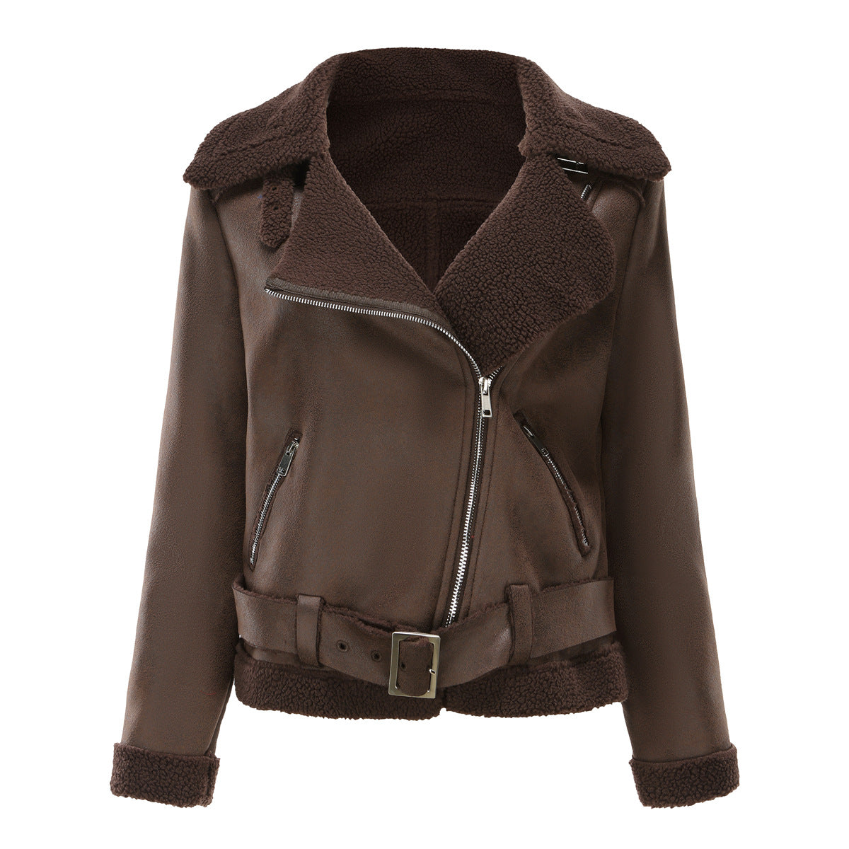 Vegan Leather Shearling Jacket