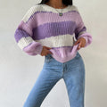 | Women’s Striped Knit Pullover Sweater
