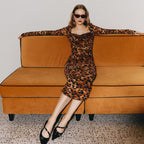 Chic Leopard Print Square Neck Bodycon Maxi Dress