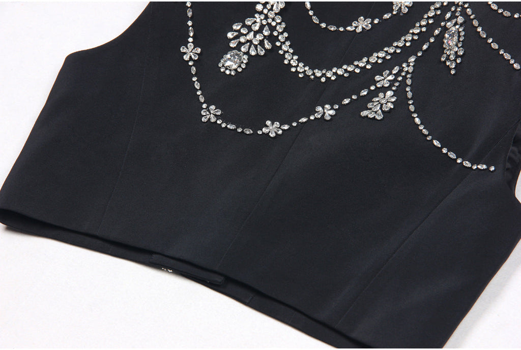 Rhinestone Sleeveless Business Vest