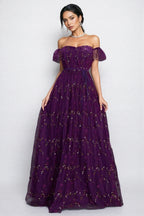 Vesper Purple One Shoulder Floral Maxi Dress