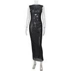Elegant Mesh See through Sleeveless Slim Fit Sexy Gown