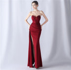 Sexy Strapless Solid Formal Gown