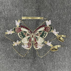 Butterfly embroidery metal chain halter top with choker  | Festival Outfits Women