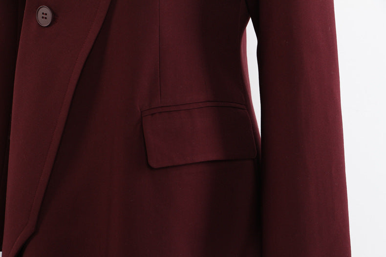 Angola Red Mid-Length Blazer Trench Coat