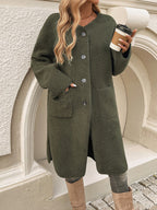 Casual Breasted Pocket Long Coat