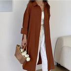 Thalia Effortless Long Linen Shirt Dress Premium Wardrobe Essential